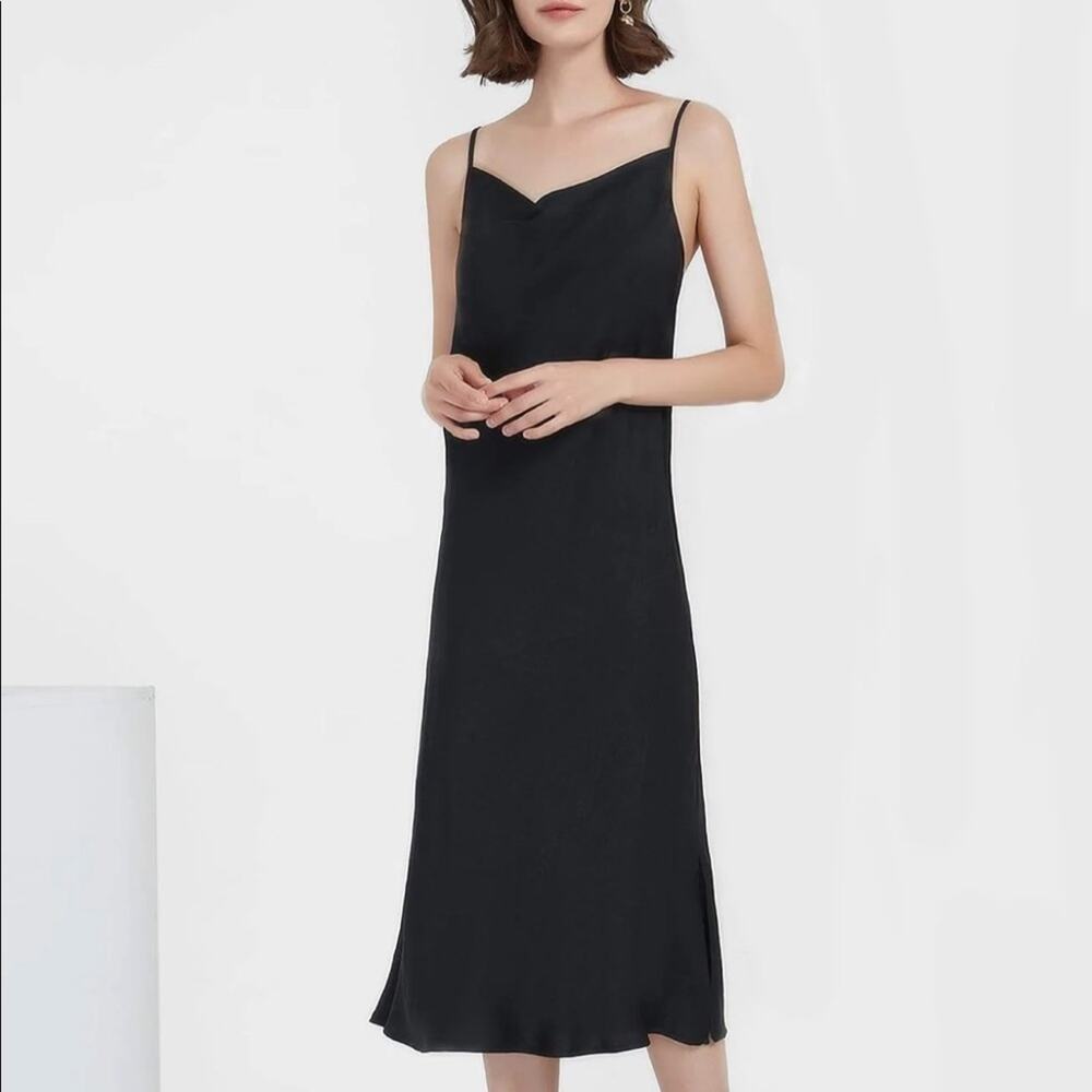 Supesu silky black dress NWT “Eden” bestseller slip dress valentines date
